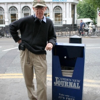 Woody Allen hanging out in Kentish Town, hoping he's got to the dispenser before the last New Journal goes.